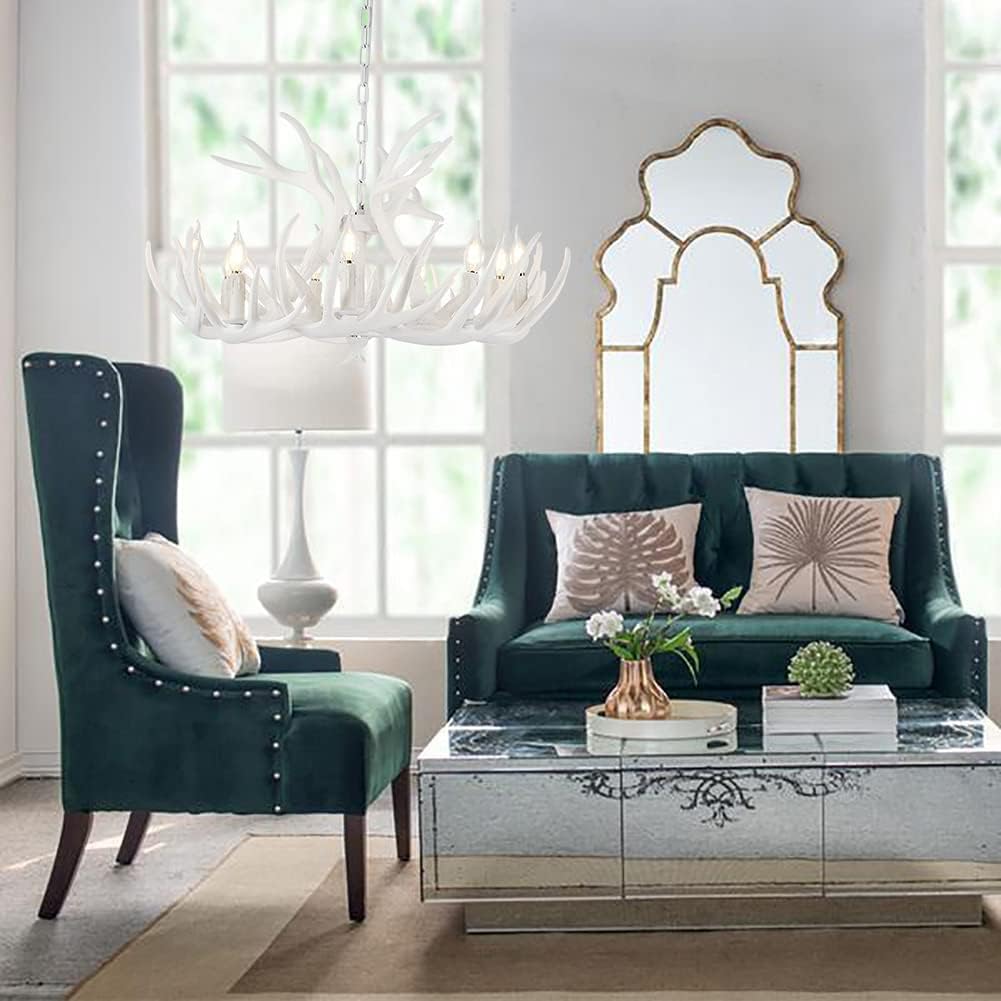 White Antler Chandelier 12 Antlers 9 Lights Y5561
