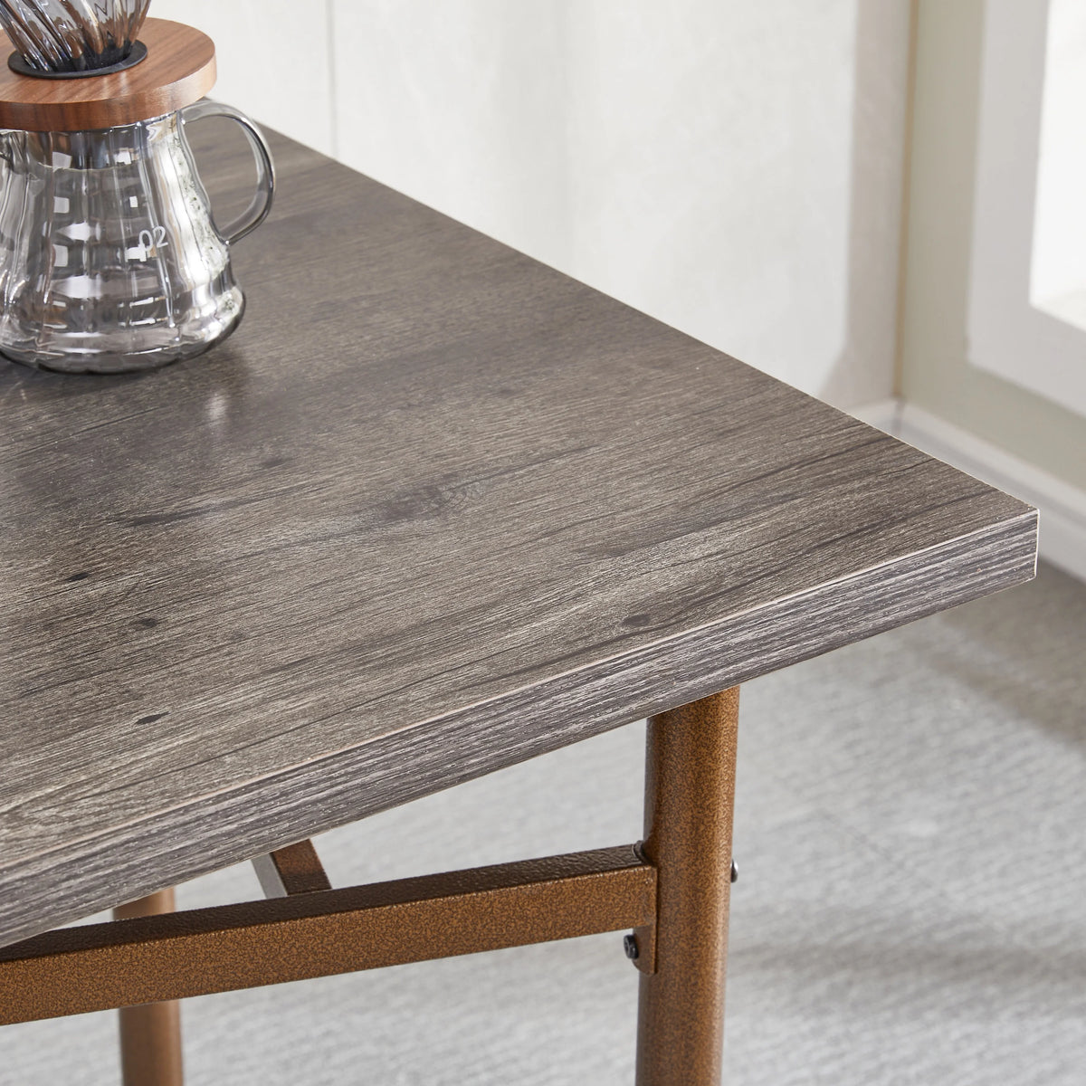 Metal and Wood Square Dining Set for 2 P969863