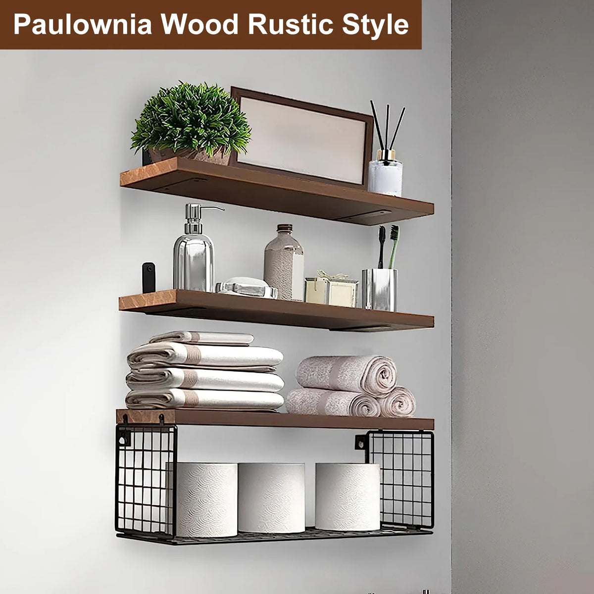 Wall Mount Storage Shelves with Basket E433