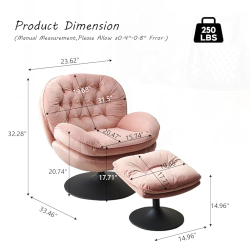 Velvet Swivel Accent Chair with Ottoman Set C333869