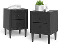 White Nightstand Set of 2 2-Drawer Bedside Tables with Solid Wood Legs K4110