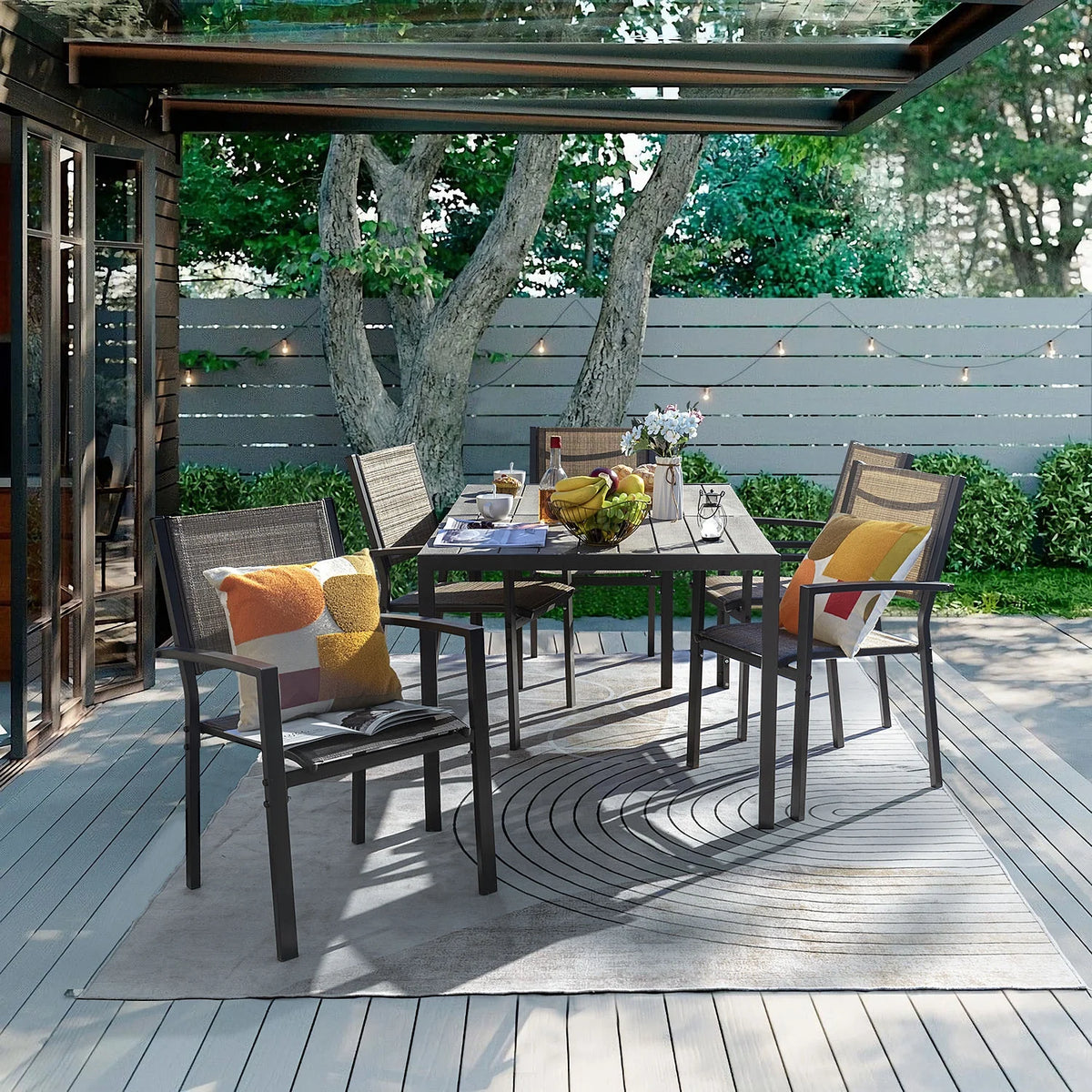 7 Pieces Patio Conversation Set Light Gray U4961