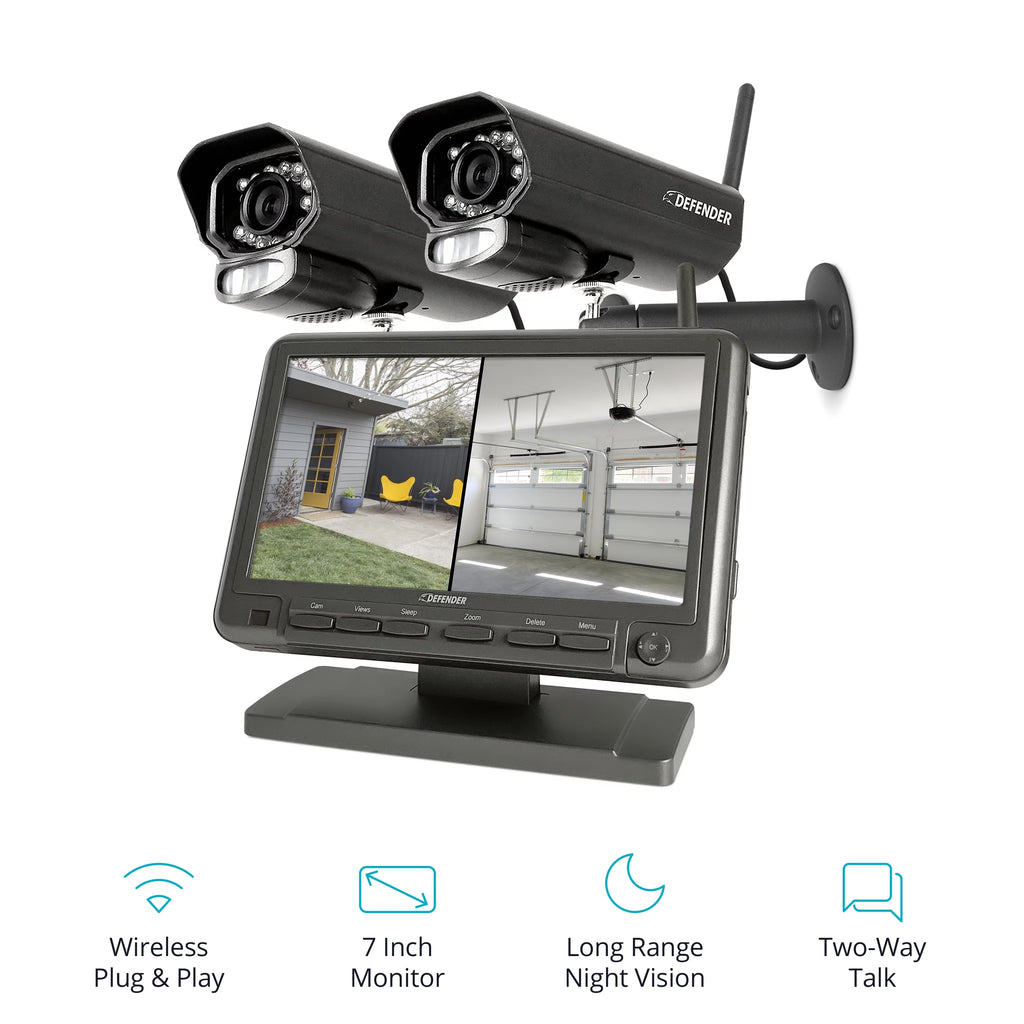 Security Camera System with 7 Display Monitor and 2 Night Vision Cameras X814501