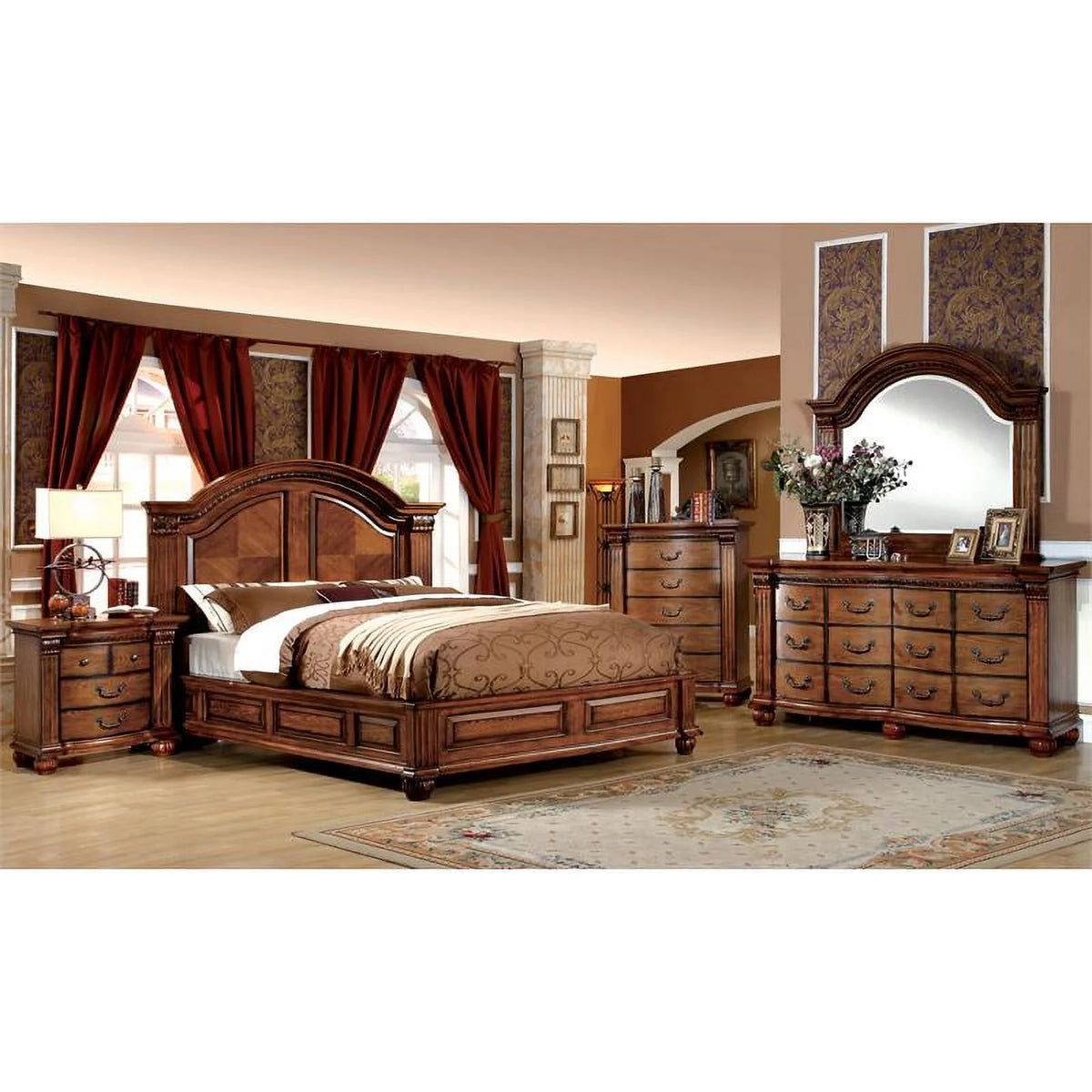 Solid Wood Queen Panel Bed H354