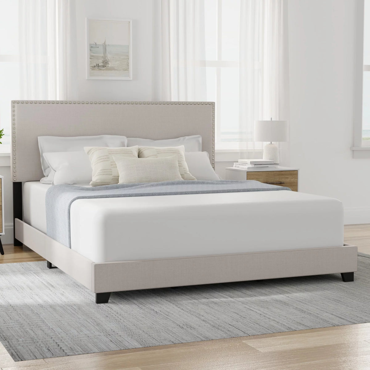 Charcoal Fabric Upholstered Queen Bed E475