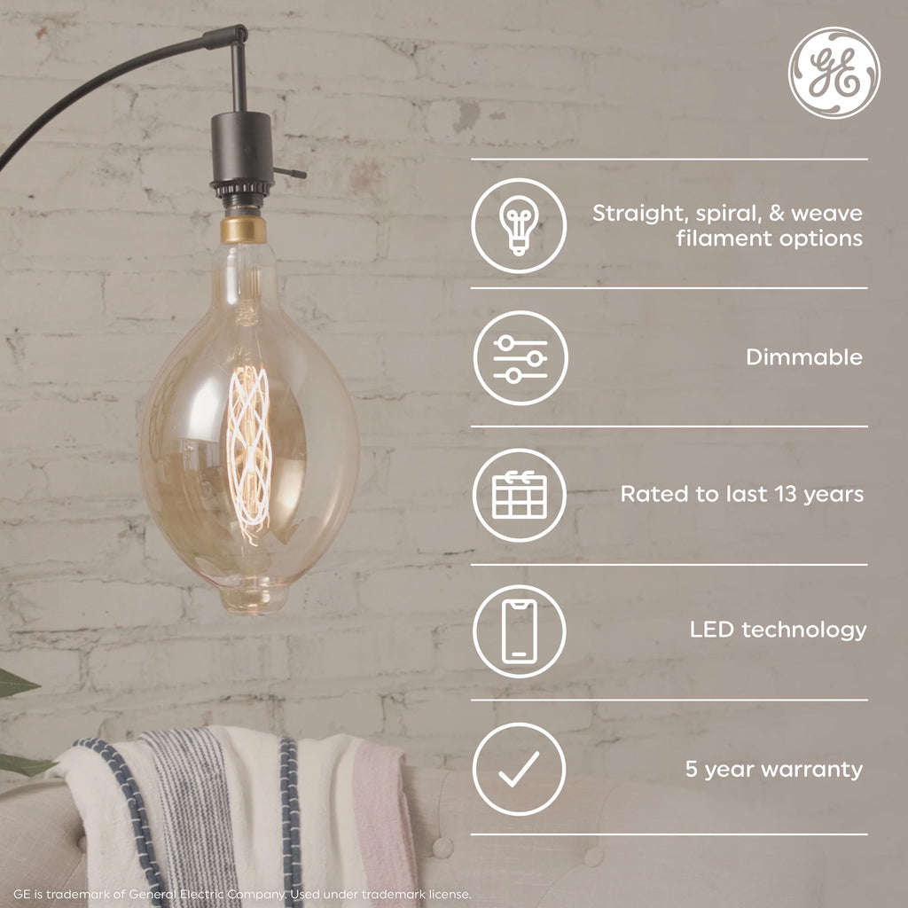 Vintage Style LED Edison Light Bulbs, Clear Glass, 2pk P7976
