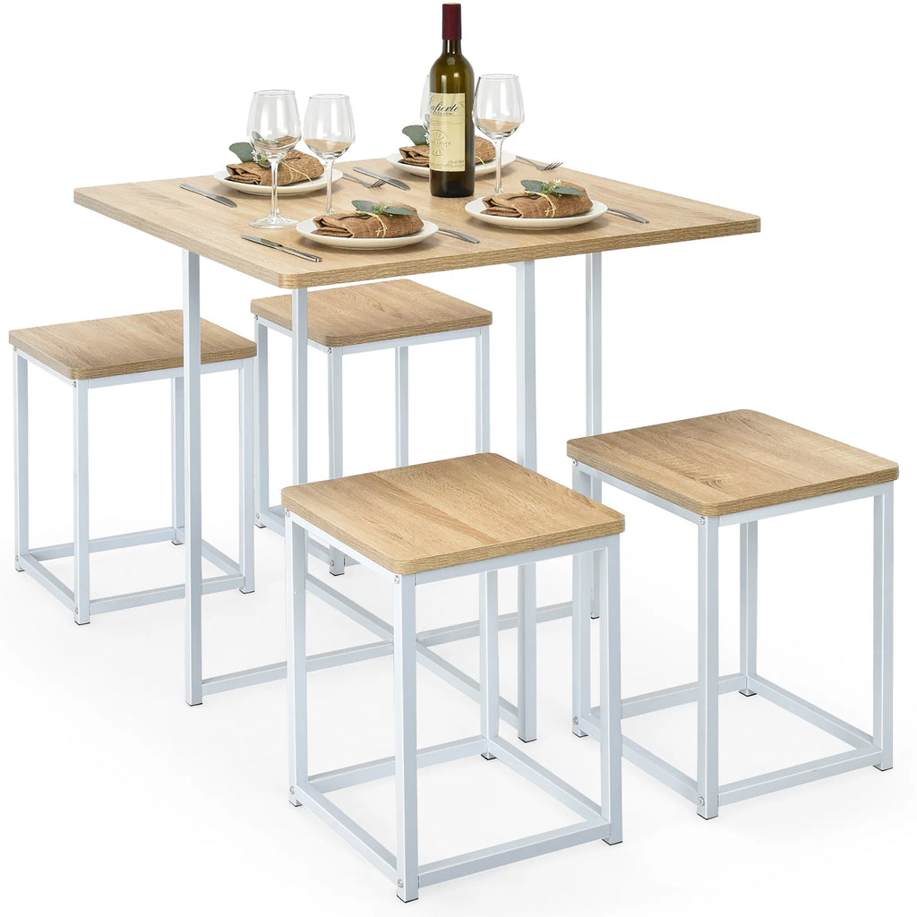 5 Pc Dining Table and 4 Stools Metal Frame Y48218