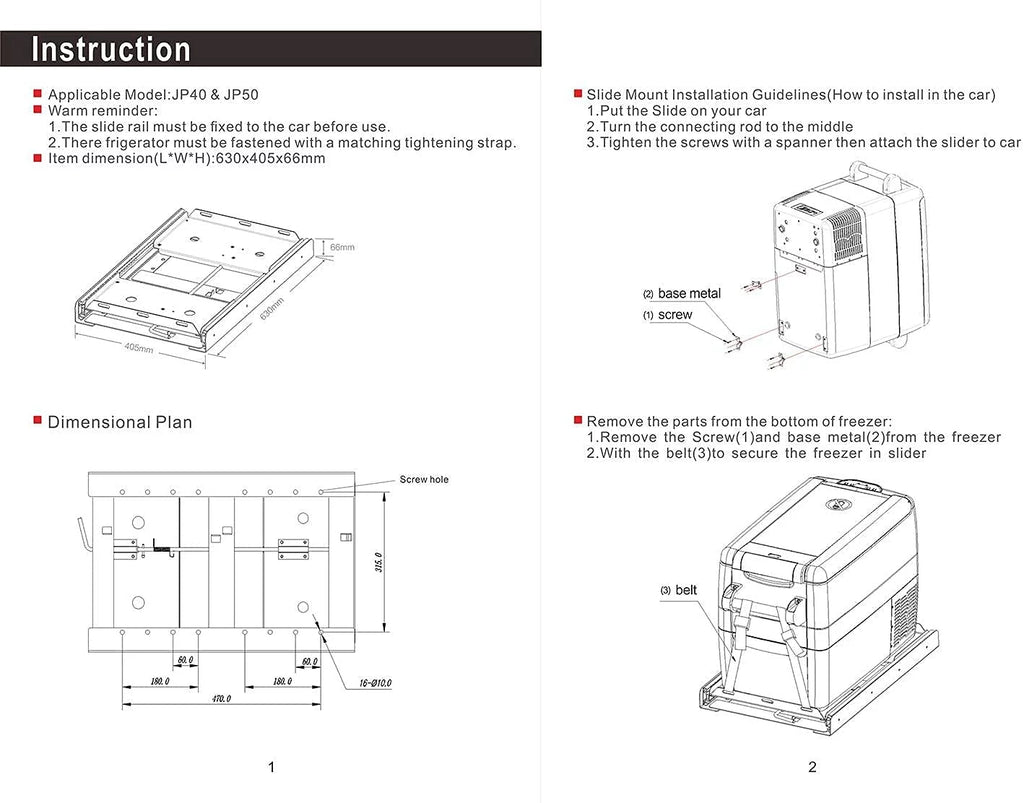 Portable Refrigerator Slide Mount R627331