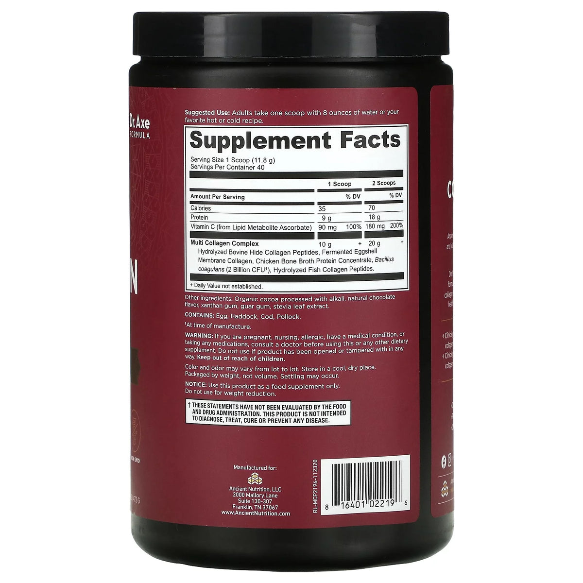 Multi Collagen Protein Chocolate 1.04 lb Pack of 2 B48147