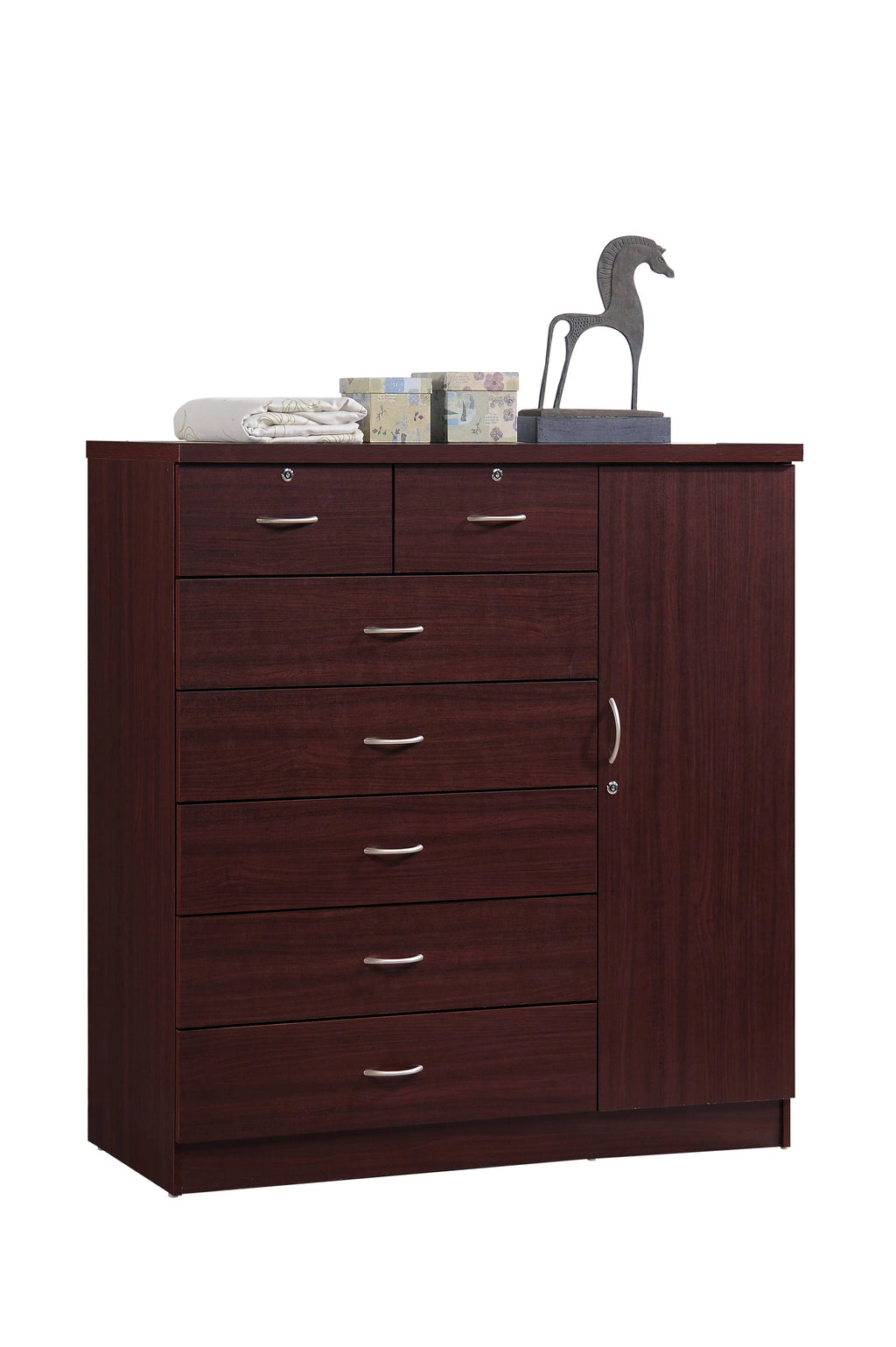 7 Drawer Dresser with Side Cabinet and 3 Shelves B633315