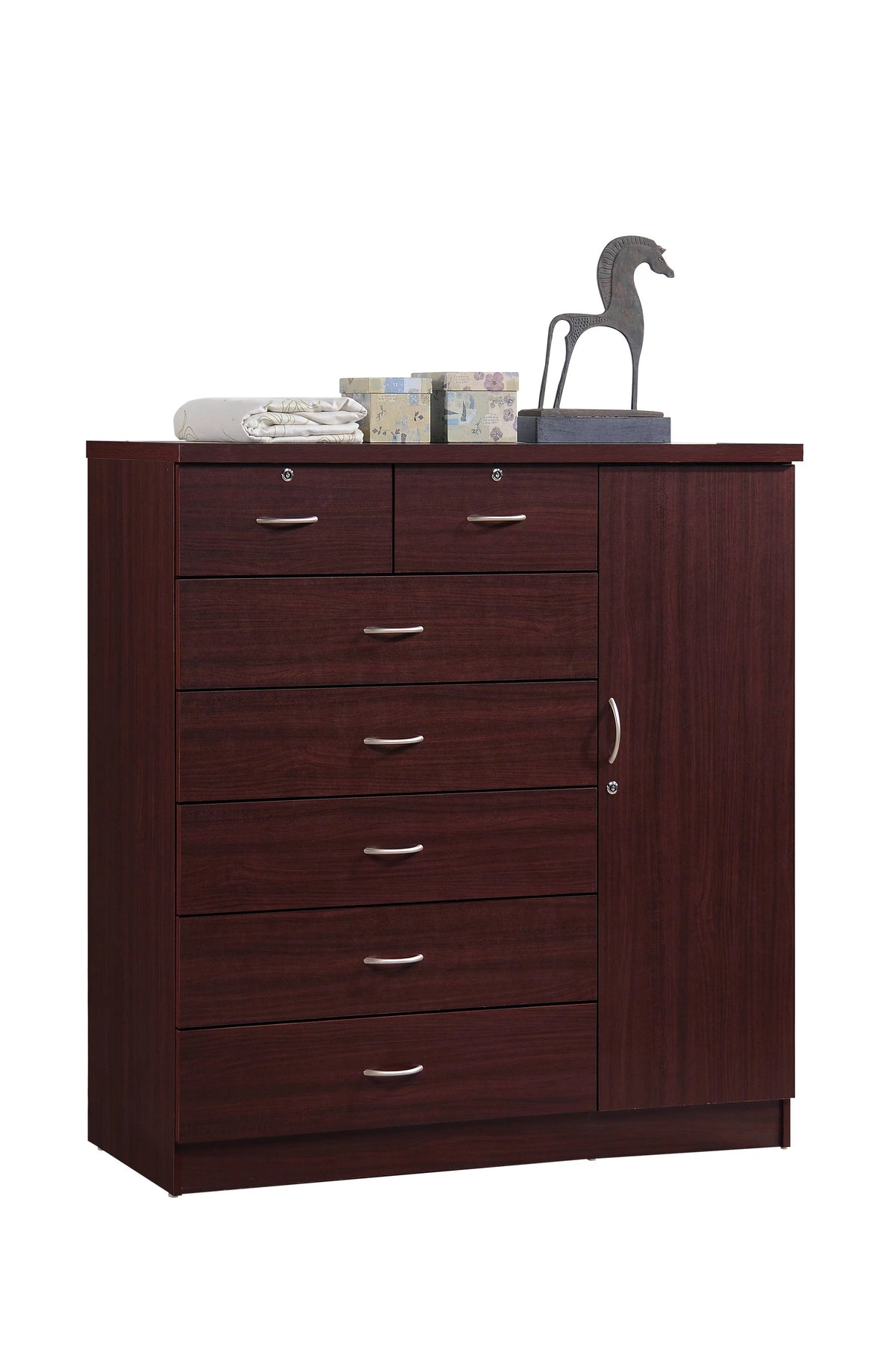 7 Drawer Dresser with Side Cabinet and 3 Shelves B633315