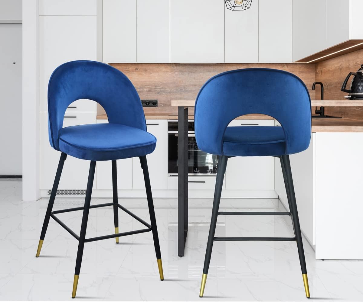 Blue Velvet Counter Height Bar Stools Set of 2 G526264