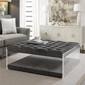 Grey Velvet Oversized Tufted Ottoman I96027
