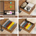 62" L Shaped Office Desk with File Drawers and Power Outlets V24952