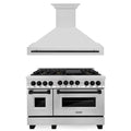 48 In. Gas Range and Range Hood in Stainless Steel with Matte Black Accents Z5619