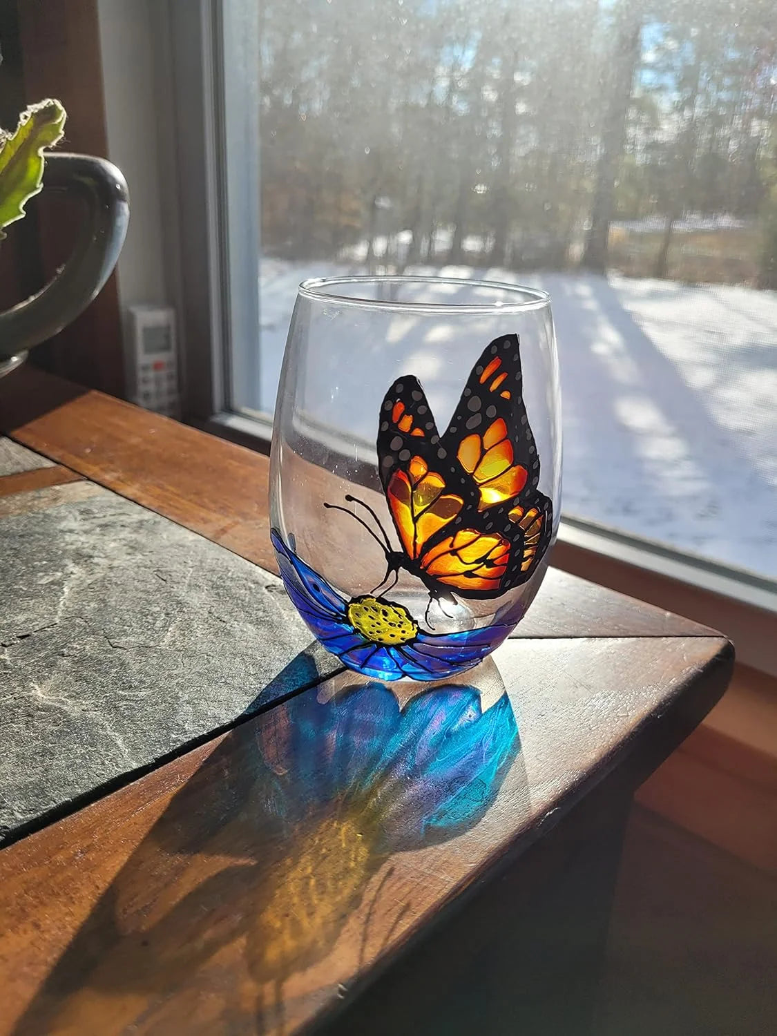 Hand Painted Stemless Wine Glasses Set Of 2 T42949