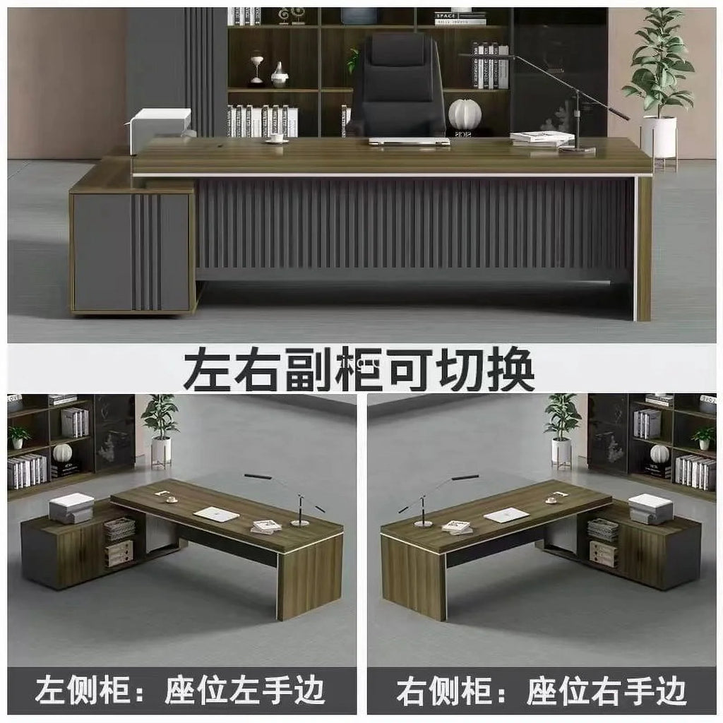 L Shaped Dark Wood Office Desk P7837