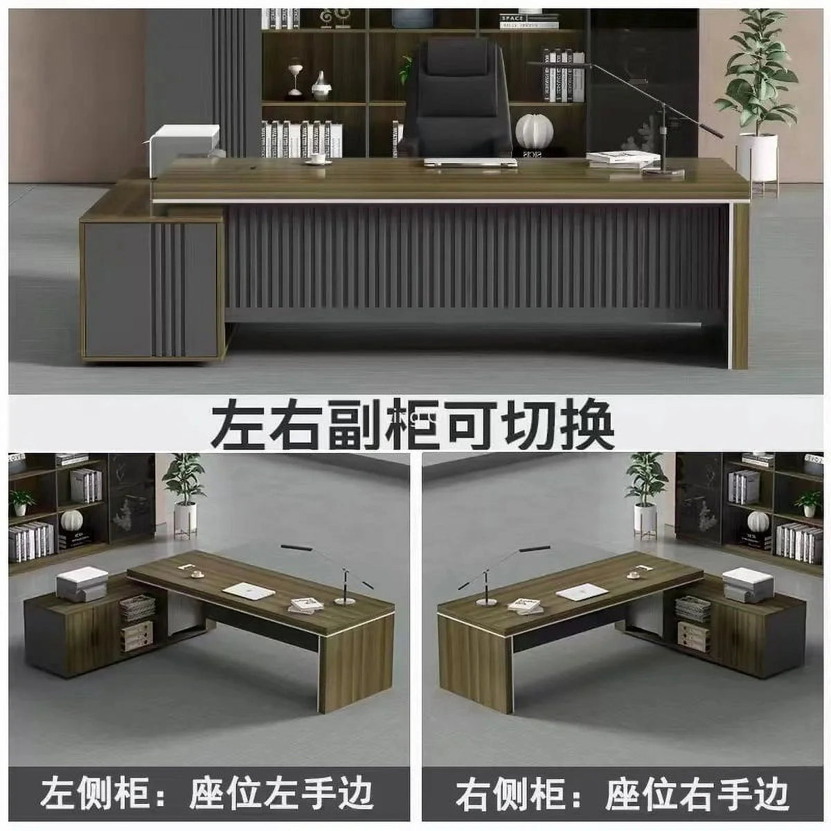 L Shaped Dark Wood Office Desk P7837