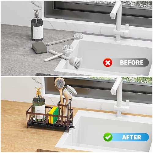 Kitchen Sink Sponge Holder with Brush Holder Stainless Steel F8777