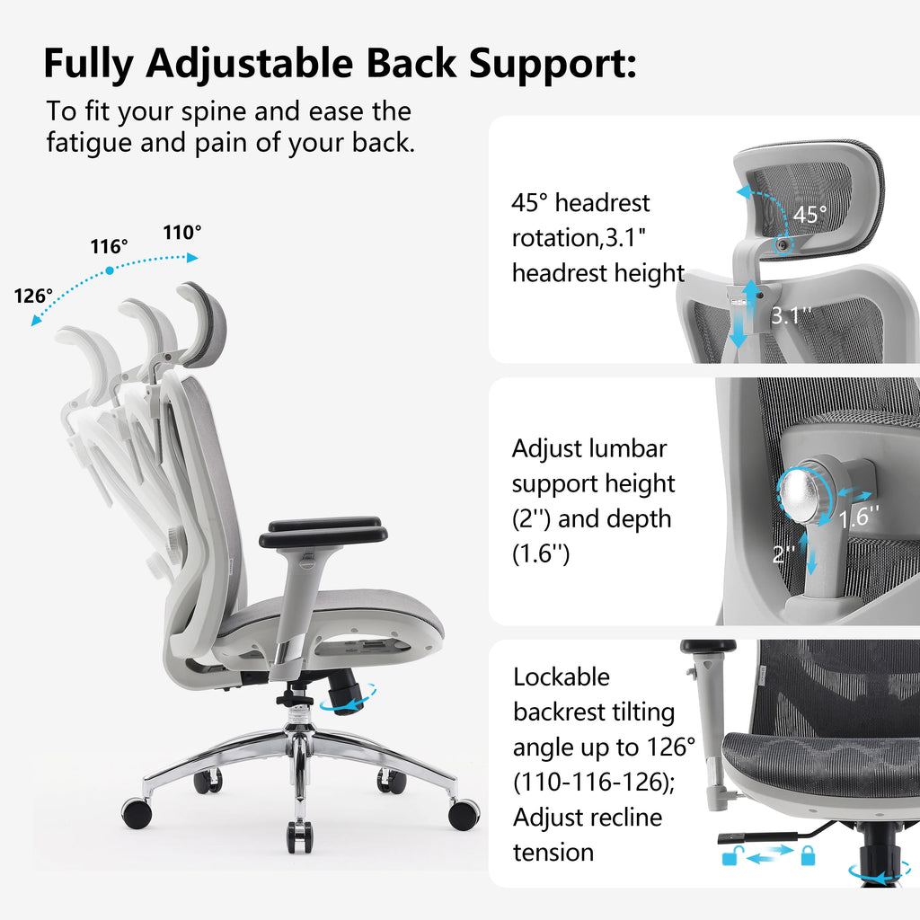 Black Ergonomic Mesh Office Chair with Headrest and Lumbar Support A813