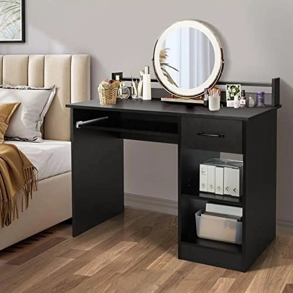 Black Wooden Computer Desk with Drawers W7062