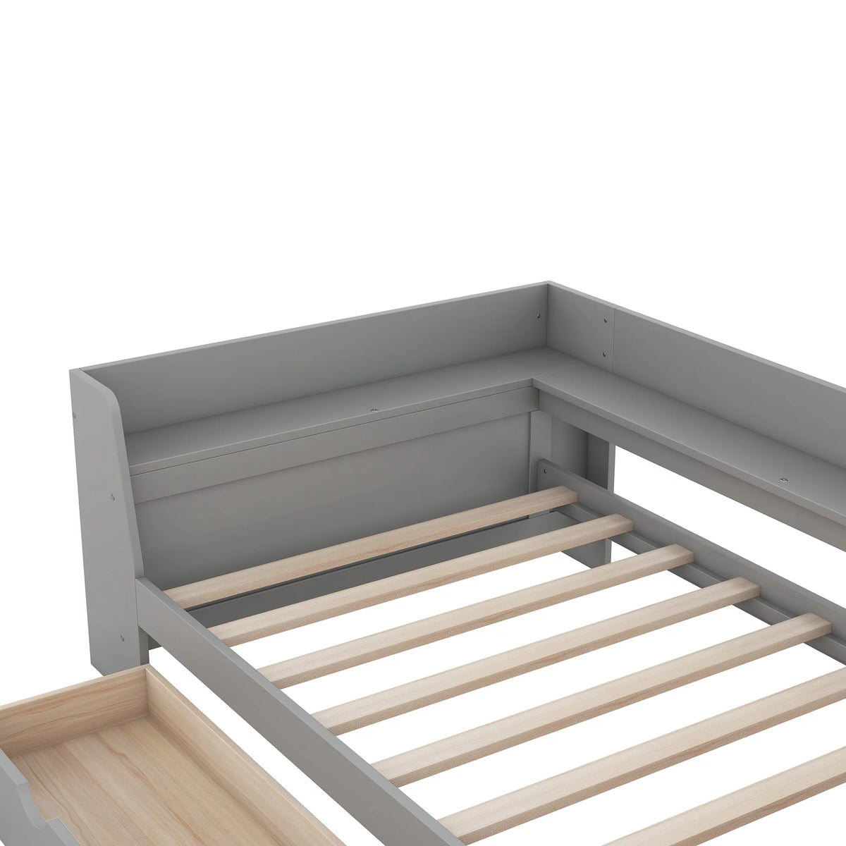 Twin Size Daybed with Shelf, Drawers and Charging Station, Gray B6388