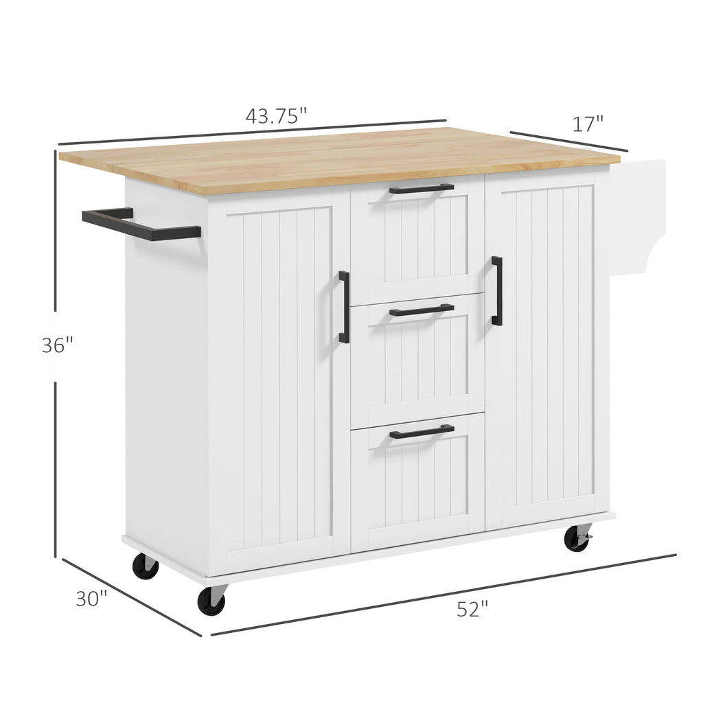White Kitchen Island on Wheels H284569