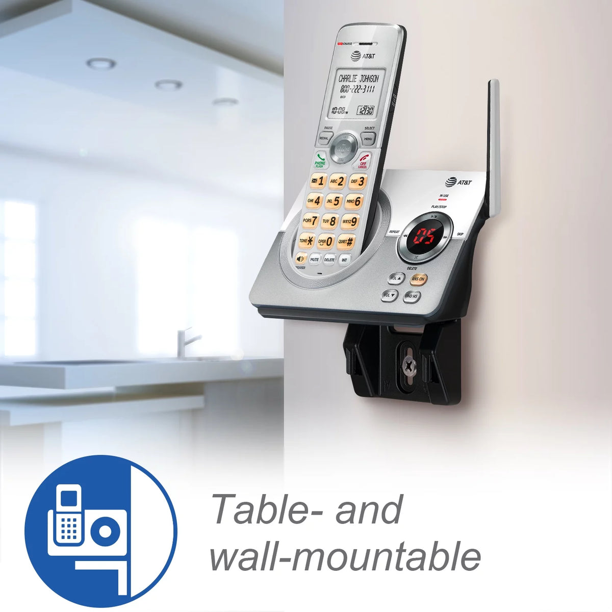 Expandable Cordless Phone with Answering System and Caller ID, 3 Handsets, White/Silver R416