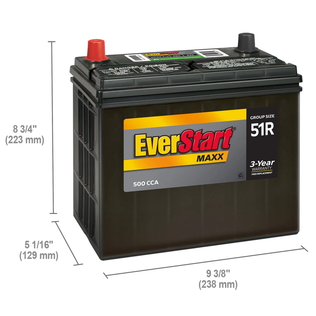 Lead Acid Automotive Battery Group Size 51R 12 Volt 500 CCA B576