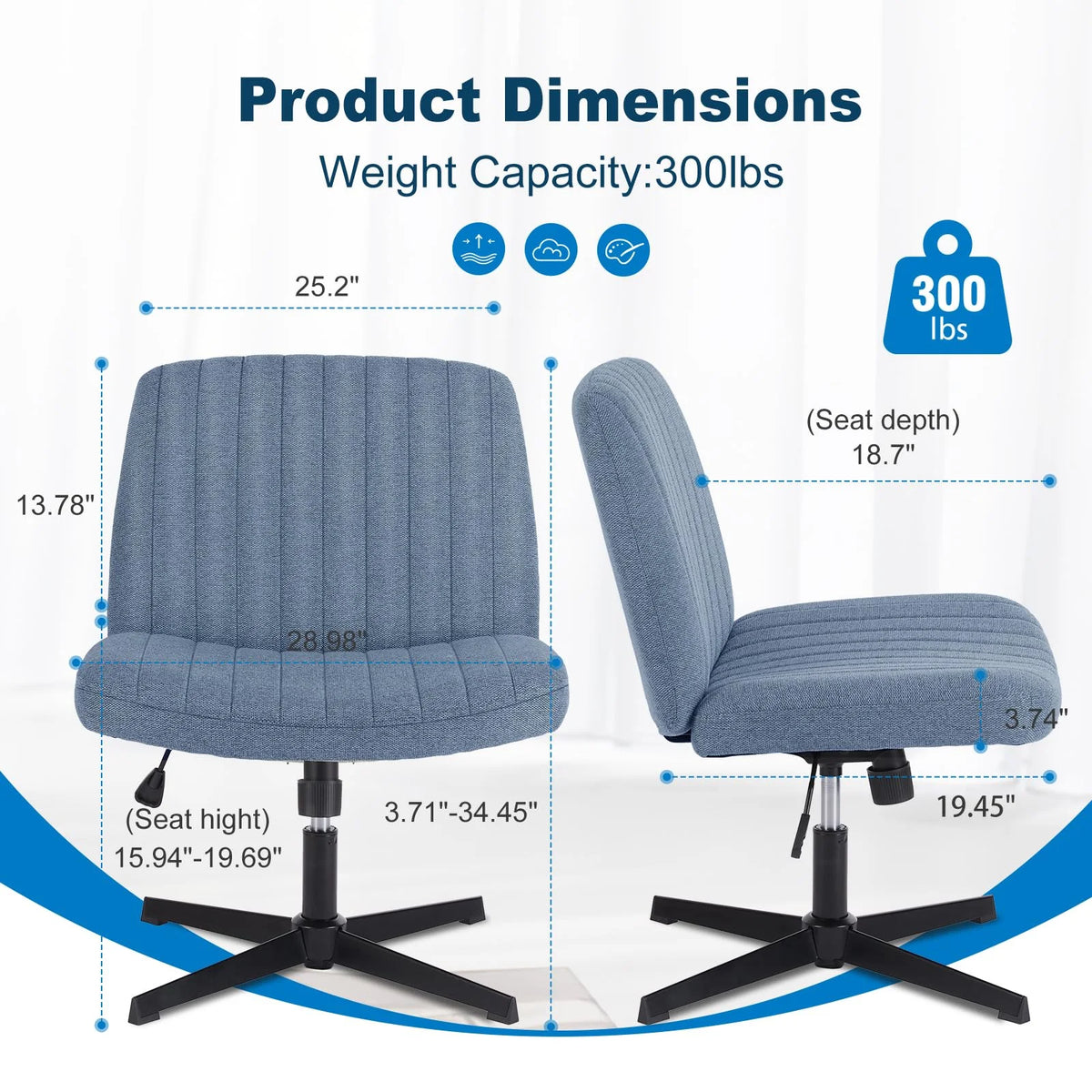 Brown Height Adjustable Armless Leather Accent Chair X16011