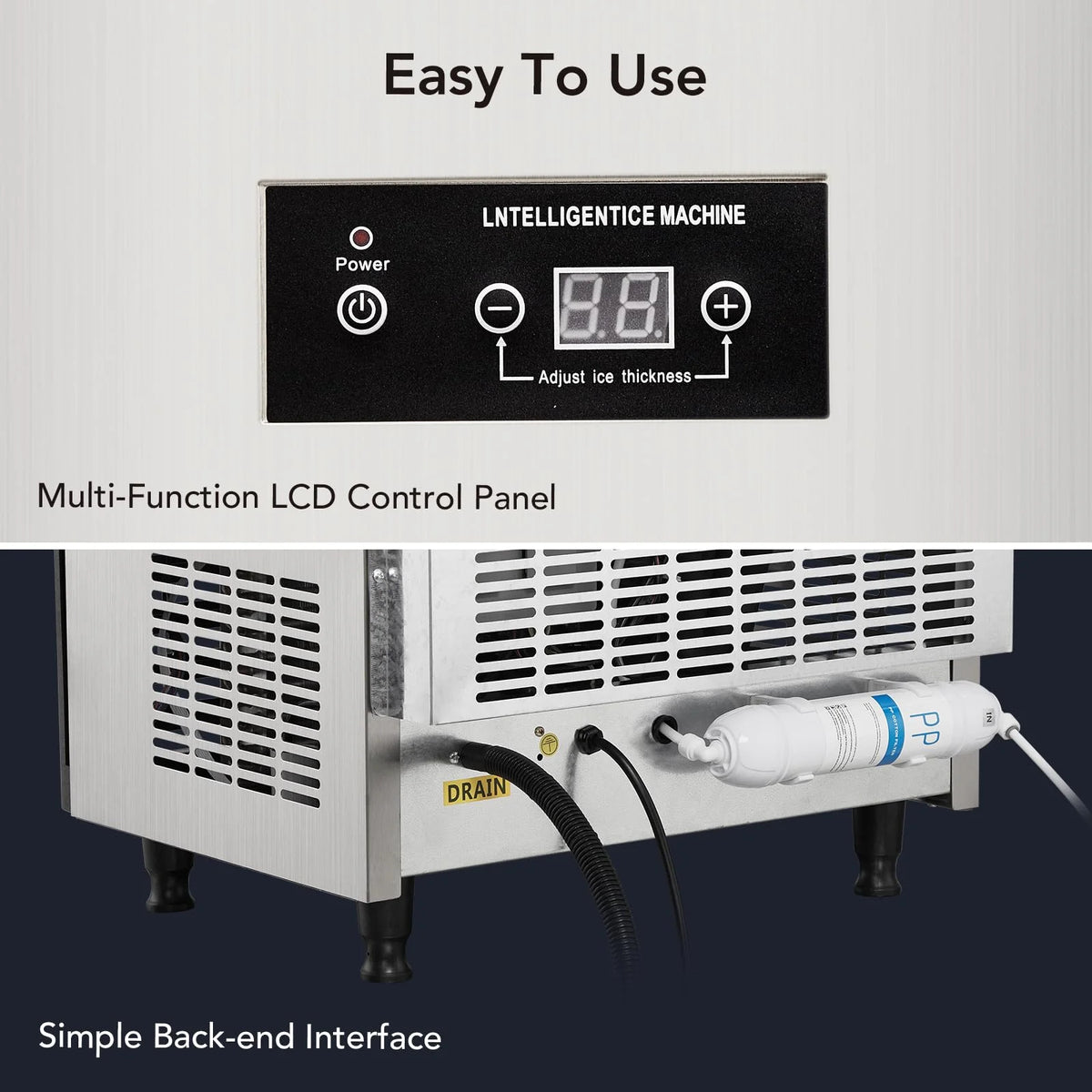 Commercial Stainless Steel Ice Maker with 44lbs Ice Storage P7226