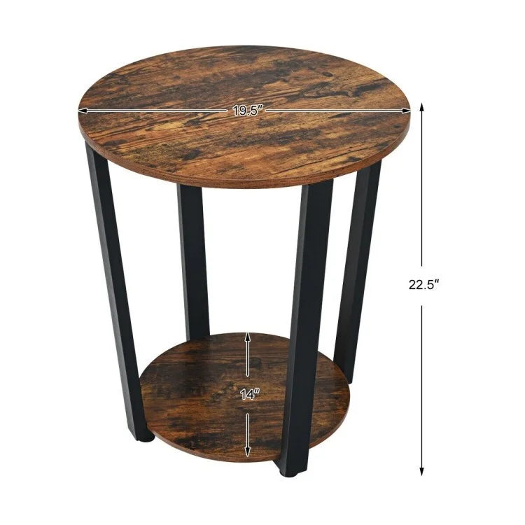 2-Tier Round End Table with Storage Shelf Y229529