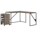 50W L Shaped Industrial Desk with 3 Drawer File Cabinet, Gray N69637
