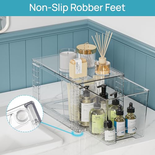 3 Pack Clear Stackable Plastic Storage Drawers D52104