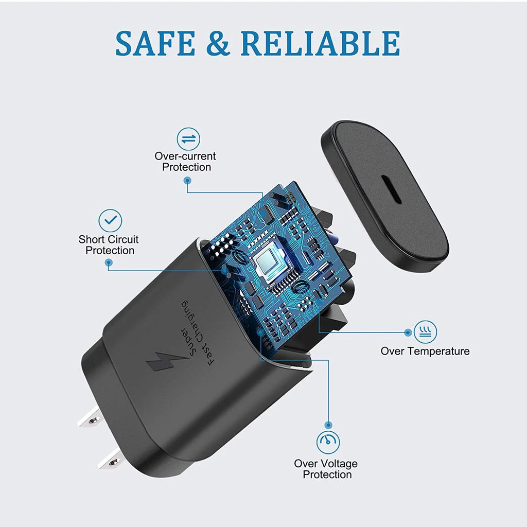 25W Type C UL Certified Charger with USB C Cable and USB Type C Headphones Z849