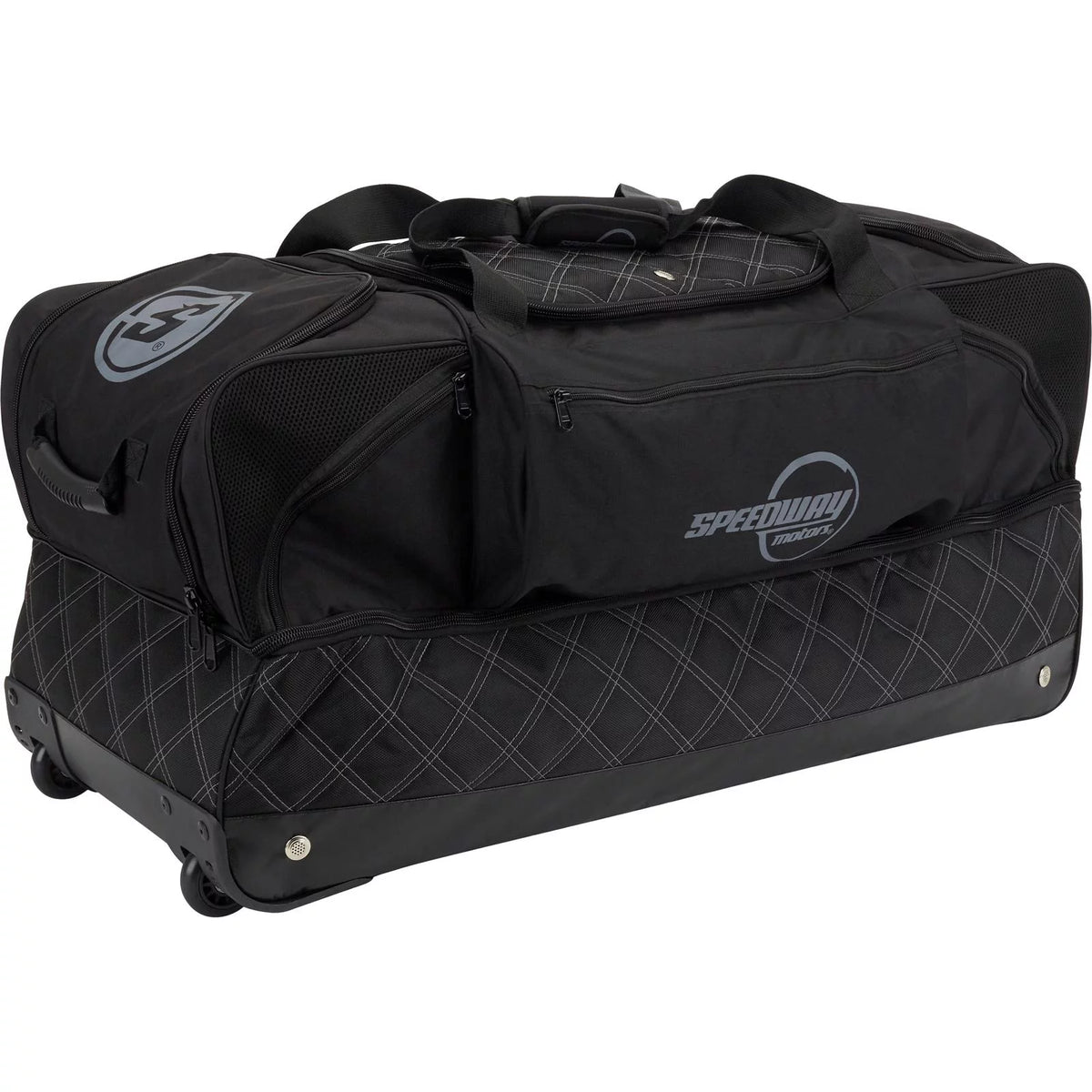 Large Multi-Compartment Nylon Travel Gear Bag with Wheels R44061