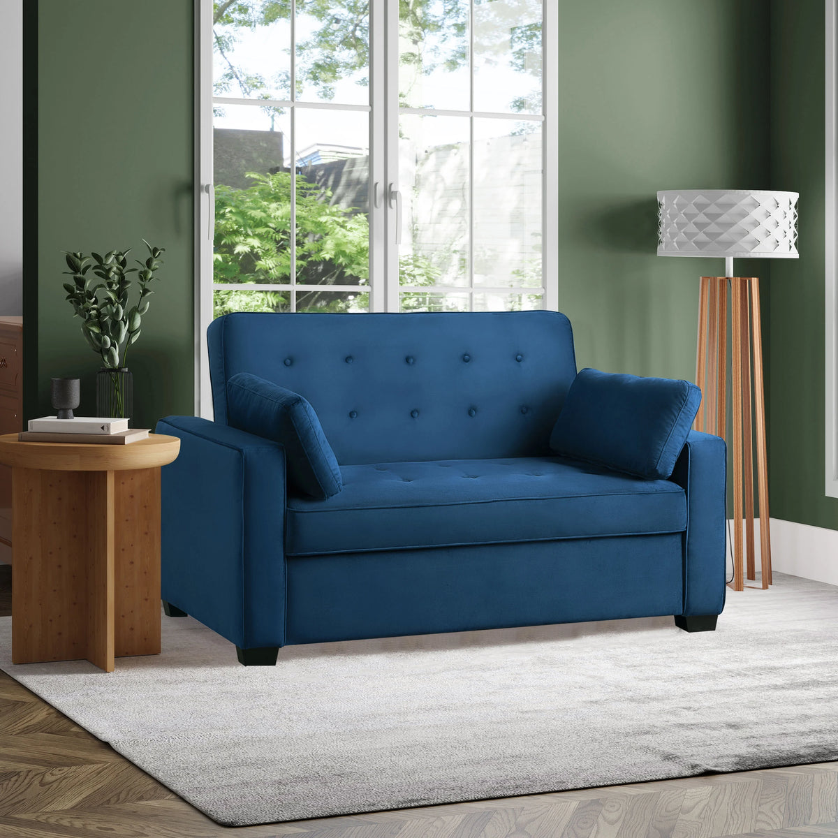 Navy Blue Fabric Full Size Sleeper Sofa M678341