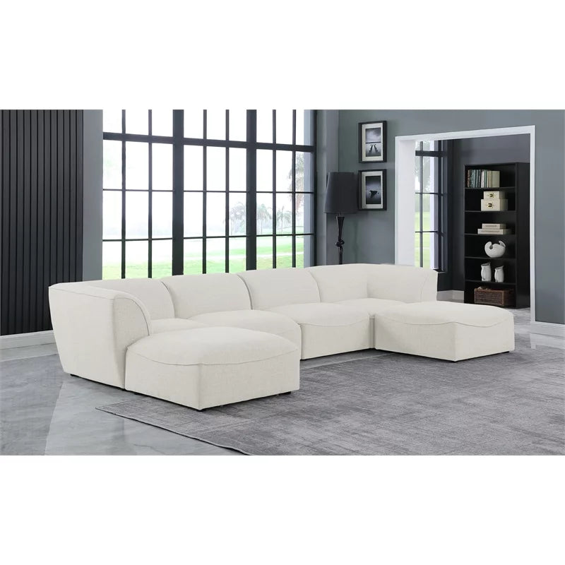 Cream Linen Textured Modular Sectional C867