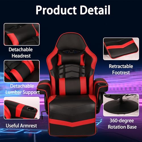 Blue Massage Gaming Chair with Footrest W8656