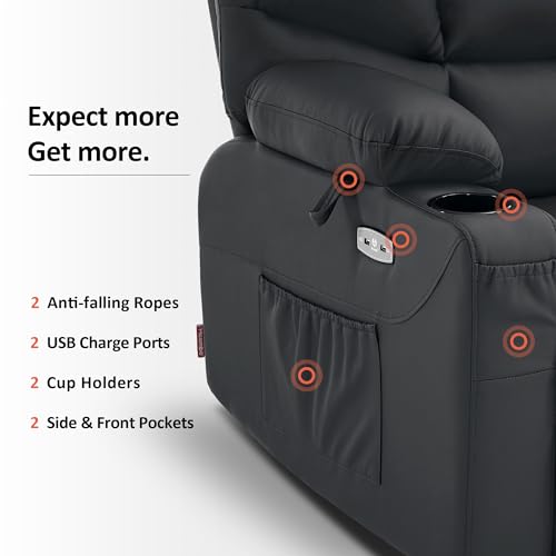 Power Lift Recliner Chair with Extended Footrest Faux Leather E7816