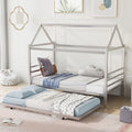 Twin Size Metal House Bed with Trundle I8042