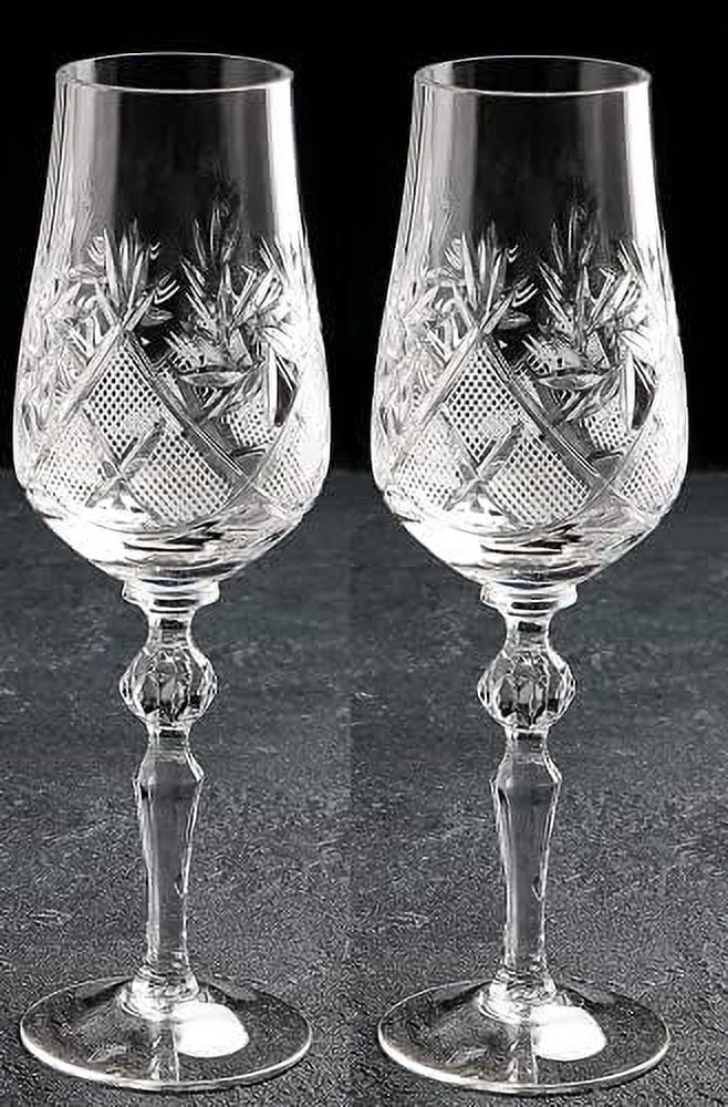 Hand Made Vintage Crystal Champagne Flute Glasses Set Of 2 E44620