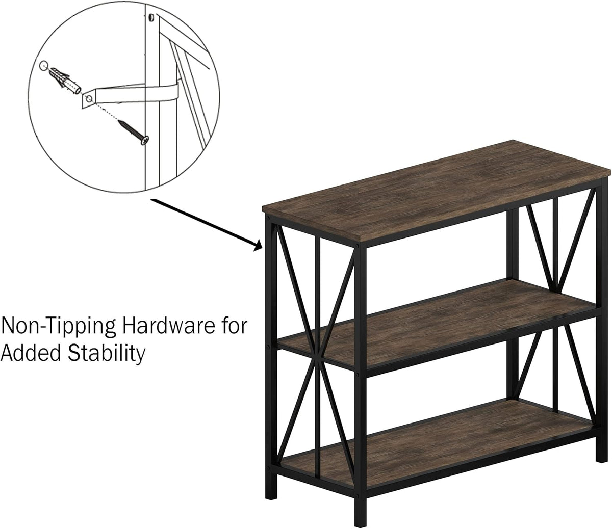 3-Tier Wooden Bookshelf E4873
