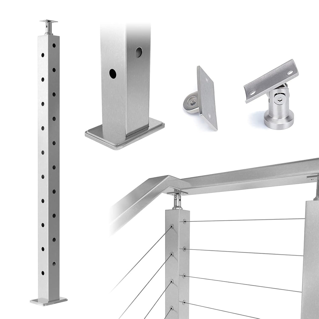 Cable Railing Corner Post 36x2x2 Surface Mount E53538