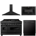 48 In. Dual Fuel Range, Range Hood, Microwave and Dishwasher in Black Stainless Steel X71398