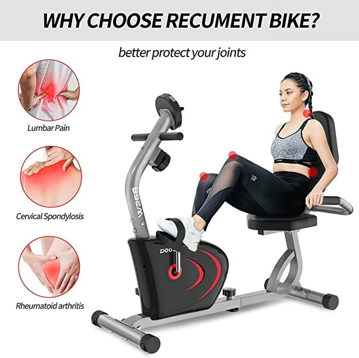 Recumbent Exercise Bike 8 Level Adjustable Magnetic Resistance N736241