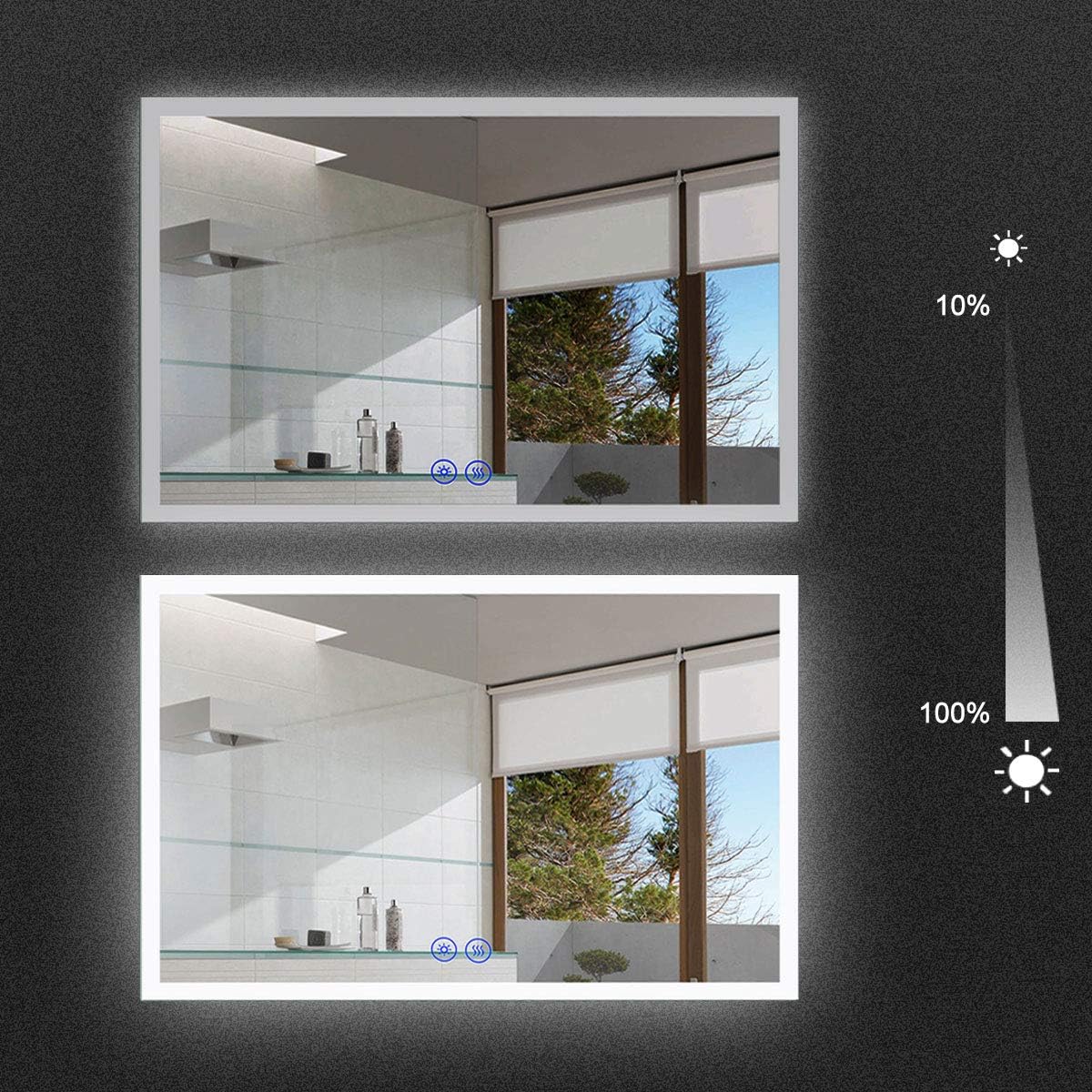 55 x 36 in Dimmable LED Bathroom Mirror with Bluetooth T8570
