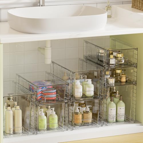3 Pack Clear Stackable Plastic Storage Drawers D52104