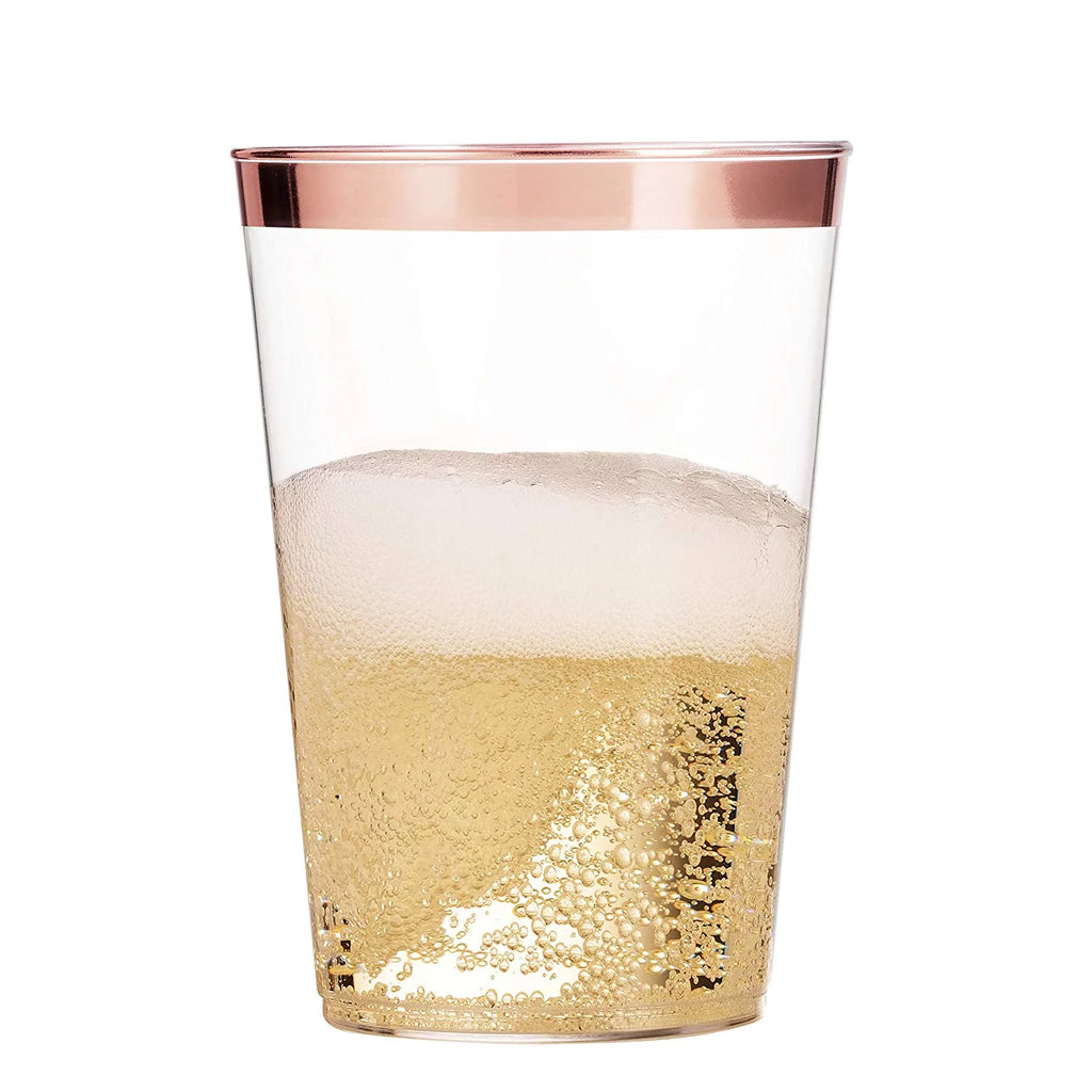 100 Rose Gold Rimmed 14 Oz Plastic Cups S42185