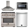 36 Inch Gas Burner Electric Oven Pro Range, Wall Mount Range Hood, Microwave Drawer, Dishwasher Q13716